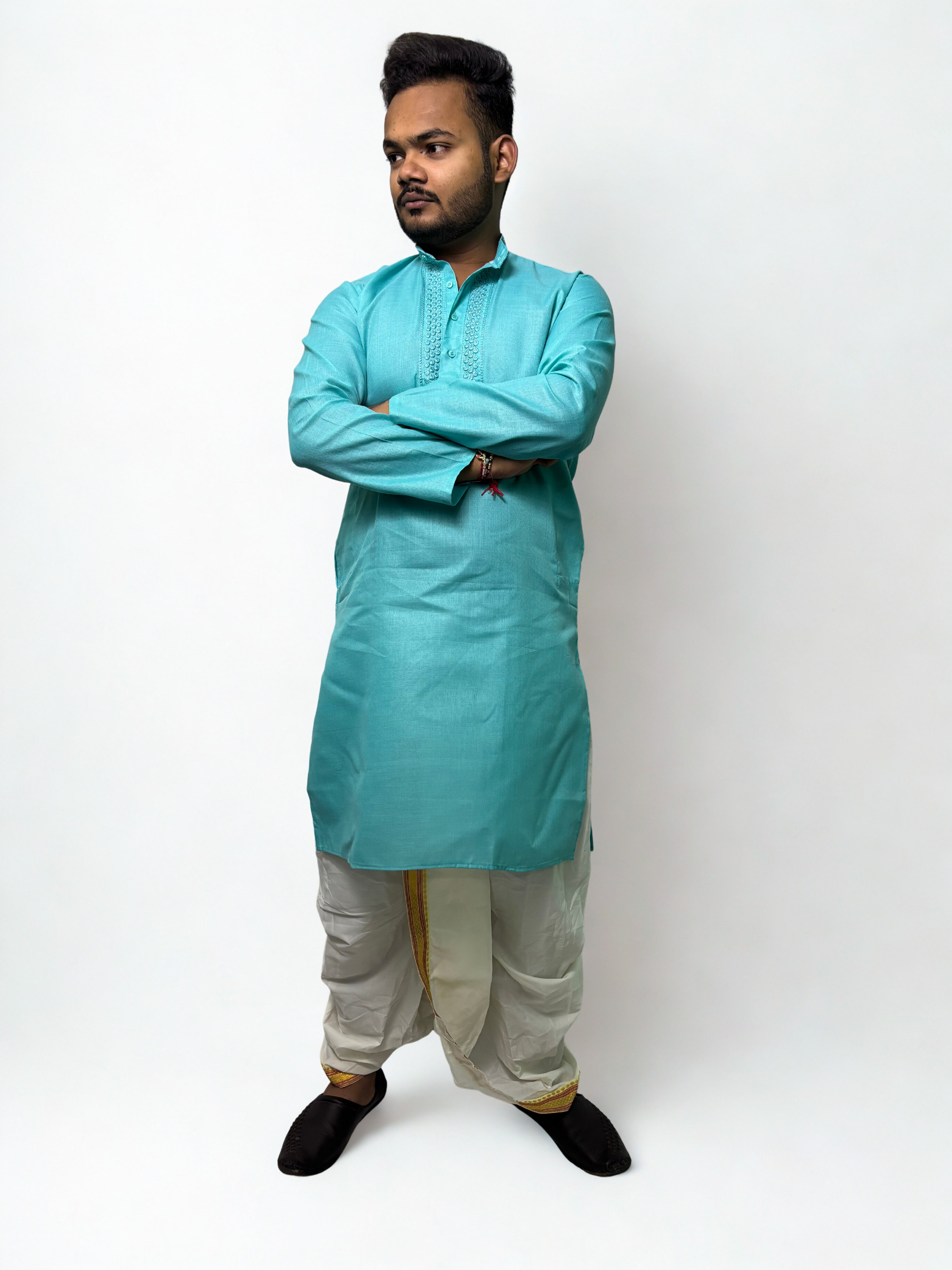 Brown Wing Chair on wooden base